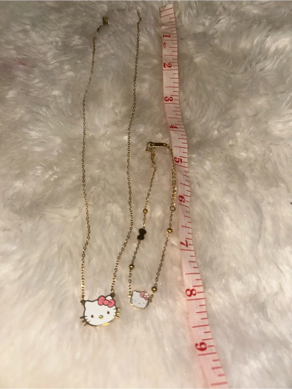 Gold Tone Hello Kitty Kids Necklace and Bracelet Set